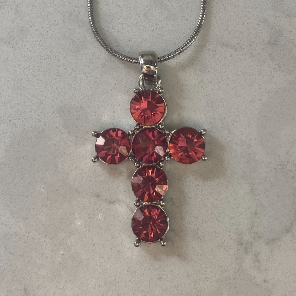 New Pink Cross and Earring Set